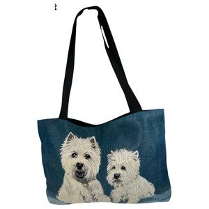 Pickens Jacquard Tapestry Tote Bag West Highland Terrier Dogs Studded Detail